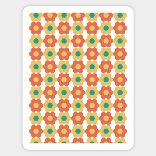 Retro 60s, 70s Floral Pattern Yellow, Orange, Teal Sticker